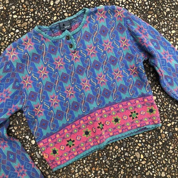 Liz Claiborne Sweaters - Sweet vintage 1980’s cropped sweater with soft blue turquoise southwestern style